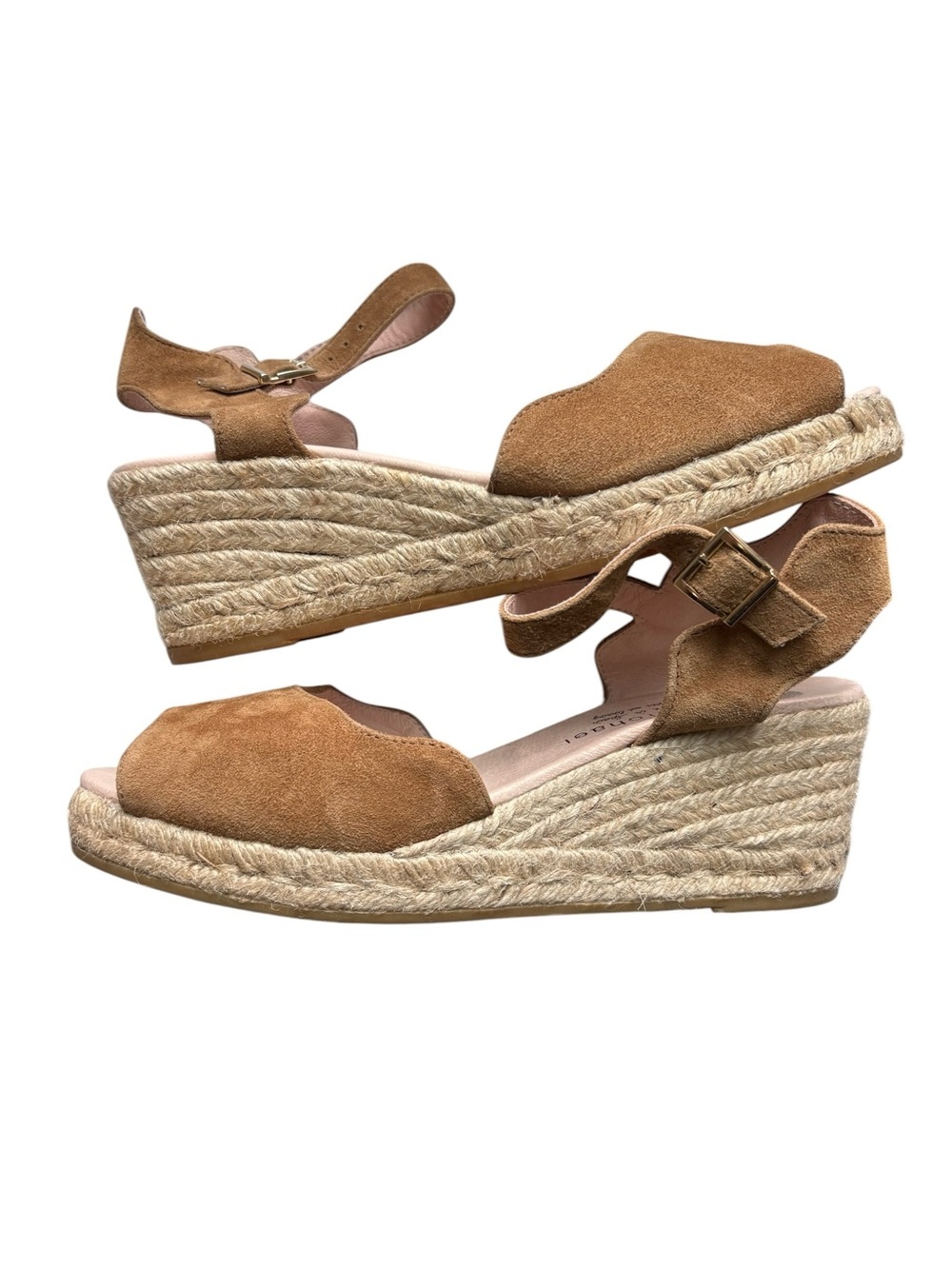 Eric Michael Tan Suede Peep Toe Lupa espadrille Sandals EU 40 Fits US 9.5